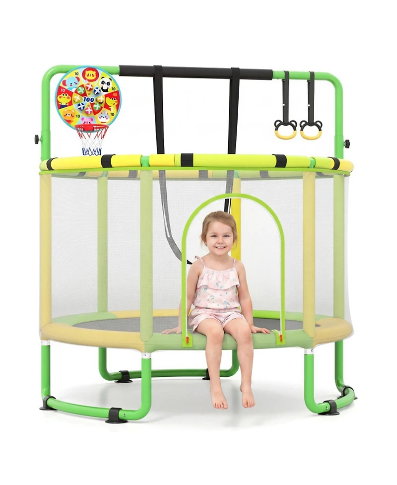 Hongge 60" 6-in-1 Trampoline with Enclosure Net, Ages 3+