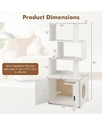 Hongge 56 in Tall Cat Litter Box Enclosure with 3 Storage Shelves
