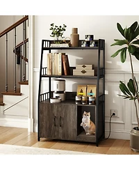 Hongge 52 in Cat Litter Cabinet with Built-In Charging Station
