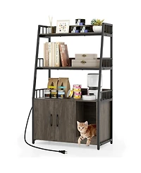 Hongge 52 in Cat Litter Cabinet with Built-In Charging Station
