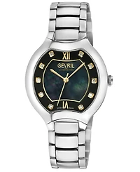 Gevril Women's Lugano Swiss Quartz Diamond Silver Stainless Steel Bracelet Watch
