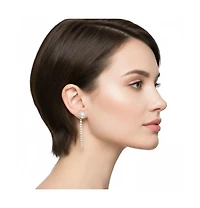 Rivka Friedman 18K Gold Plated Imitation Pearl + Cz line Drop Earring