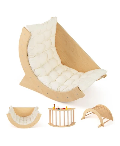 Hongge Ages 1+ Montessori Wooden Climbing Arch with Padded Cushion