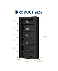 homfan 6-Tier Tall Wood Bookshelf with Scalloped Wavy Edges, Freestanding Display Shelf for Living Room