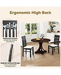 Sugift Set of 2 High Back Dining Room Chairs with Padded Seat and Rubber Wood Frame
