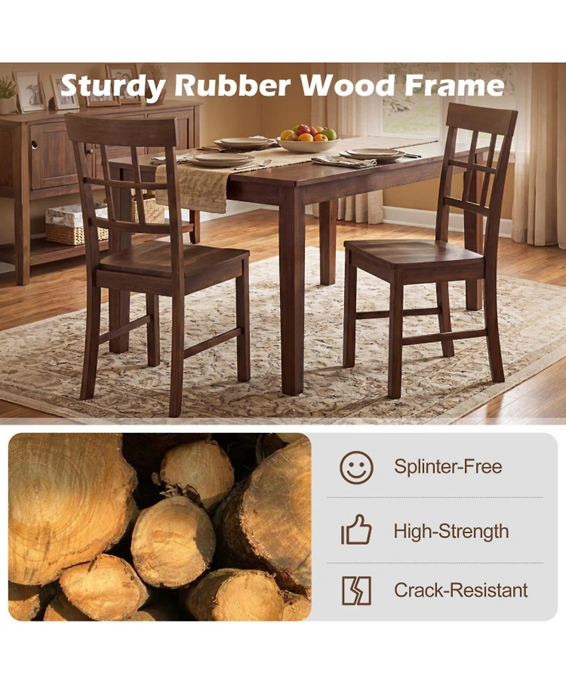 Sugift Set of 2 Rubber Wood Dining Chairs with High Backrests