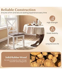 Sugift Set of 2 Rubber Wood Dining Chairs with Comfortable Backrest and Padded Seat