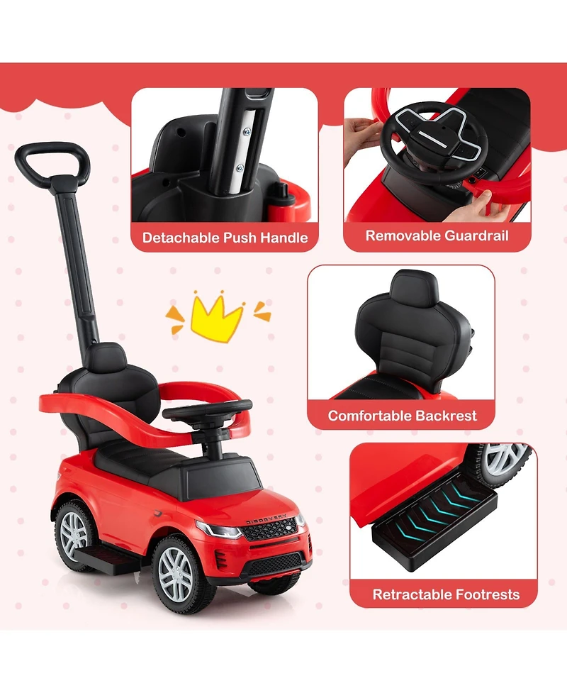 Sugift 3-in-1 Push Car with Removable Handle and Guardrail, Ages 18-36 Months