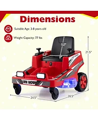 Sugift 12V Kids Ride On Mower with Led Lights and Dual Control Sticks, Ages 3-8