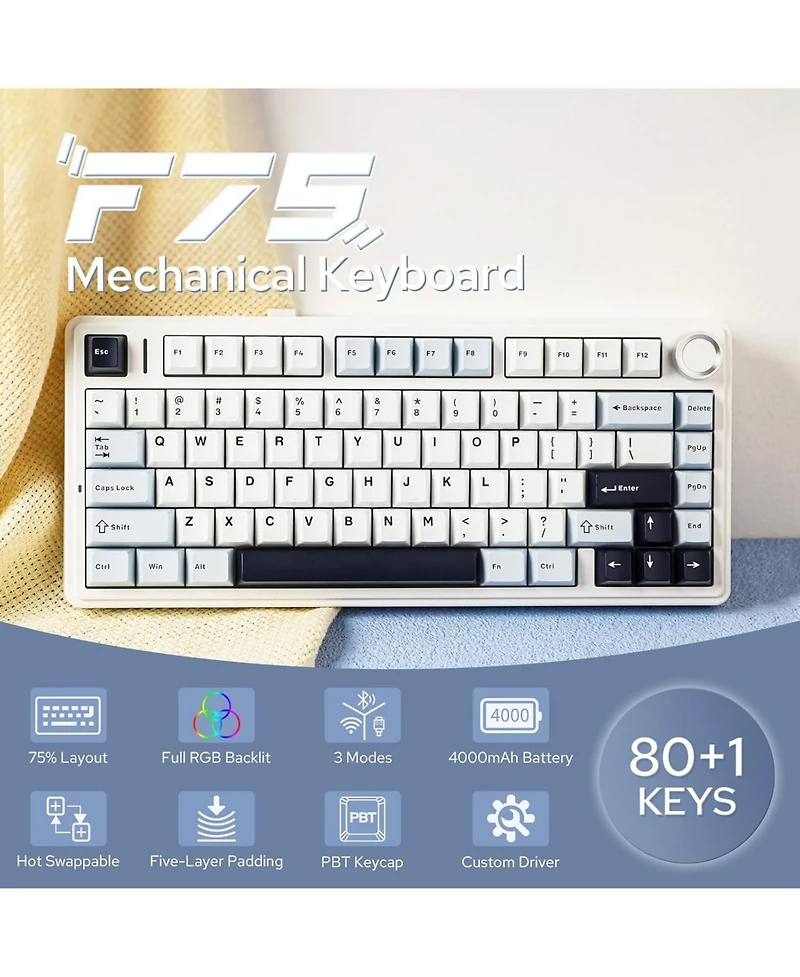 Aula F75 Wireless Hot-Swappable Mechanical Gaming Keyboard
