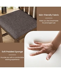 Sugift Set of 4 Rubber Wood Dining Side Chairs with Cushioned Seats and Slat Back