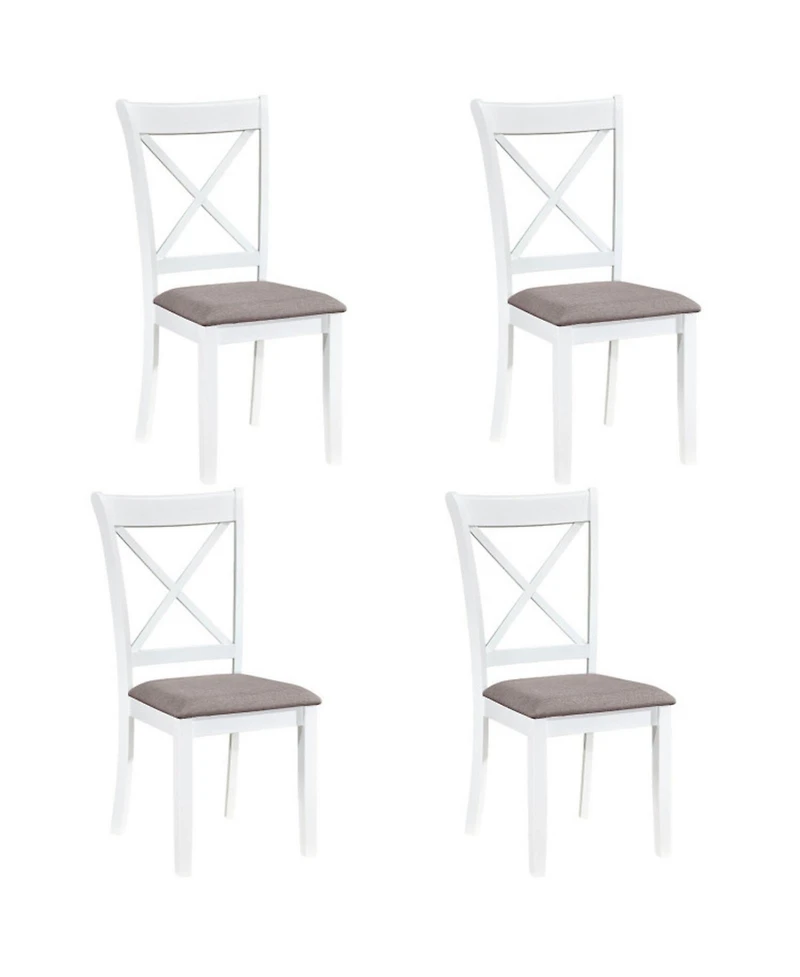 Sugift Set of 4 Rubber Wood Dining Chairs with Comfortable Backrest and Padded Seat