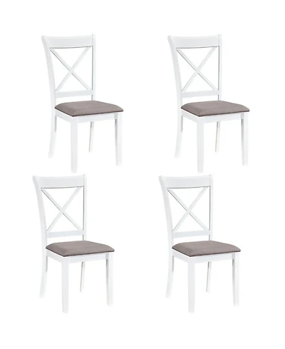 Sugift Set of 4 Rubber Wood Dining Chairs with Comfortable Backrest and Padded Seat