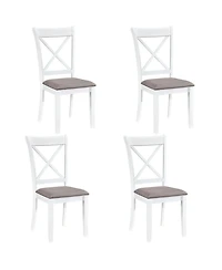 Sugift Set of 4 Rubber Wood Dining Chairs with Comfortable Backrest and Padded Seat
