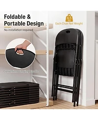 Sugift Set of 4 Foldable Plastic Chairs with Ergonomic Backrest
