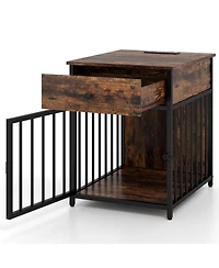 Sugift Wooden Dog Crate Furniture for Small Dogs Puppy Kennel with Charging Station and Storage