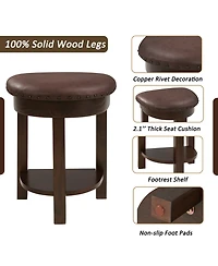 Flynama 4-Piece Solid Wood Bar Table Set with 3 Pu Stools, Counter-Height Breakfast Set