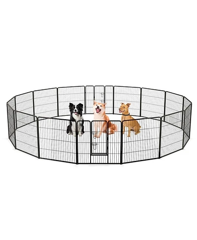 Sugift 16 Panel 24 32 40 in Height Dog Playpen with Lock and Large Door 32 in