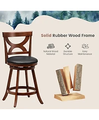 Gymax 2 Piece 24'' Bar Stools 360degree(s) Swivel Counter Height with Pvc Leather Cushioned Seat