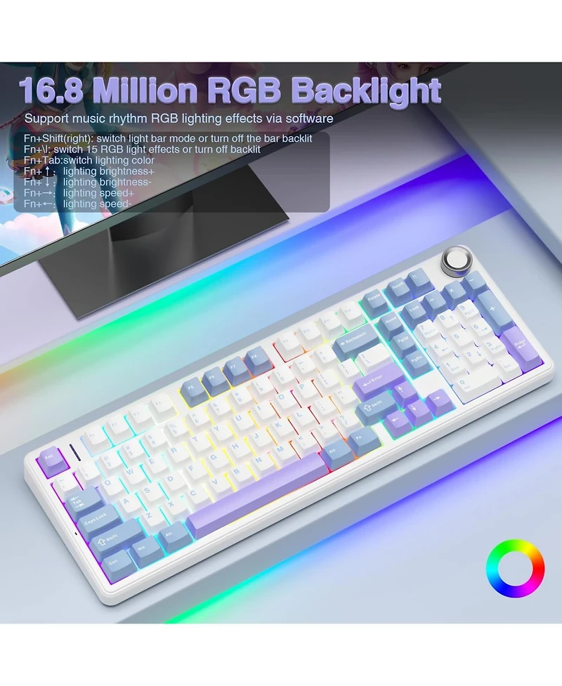 Aula F99 Tri-Mode Hot-Swappable Rgb Backlit Wireless Mechanical Keyboard