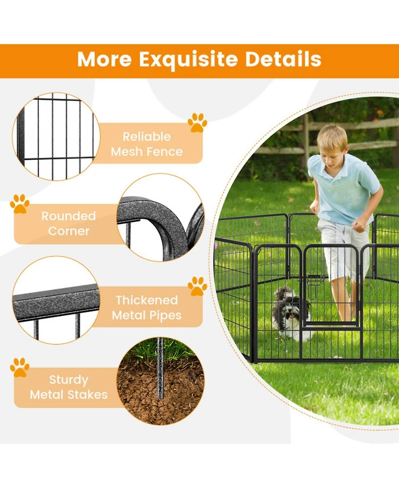 Sugift 8 Panel 24 in Height Pet Fence for Indoor Outdoor Use