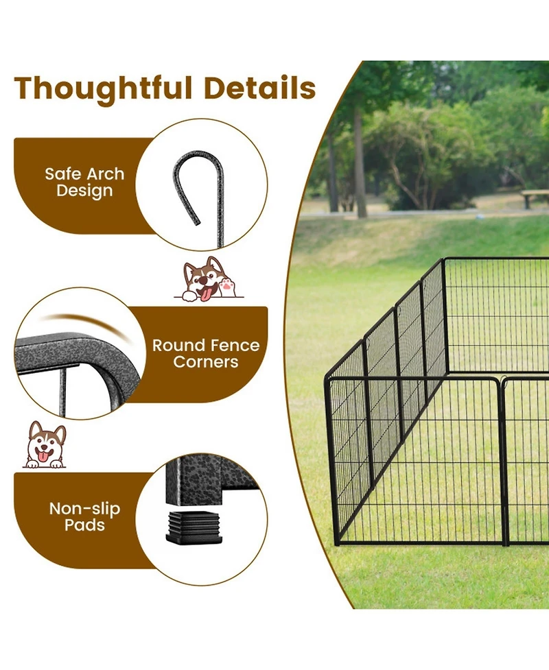 Sugift 16 Panel 24 32 40 in Height Dog Playpen with Lock and Large Door 32 in