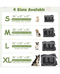 Sugift Collapsible Soft Dog Crate Travel Kennel With Mesh Windows and 3 Doors