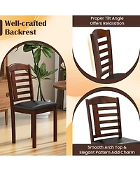 Sugift Set of 2 Wood Kitchen Chairs with Faux Leather Upholstered Seats