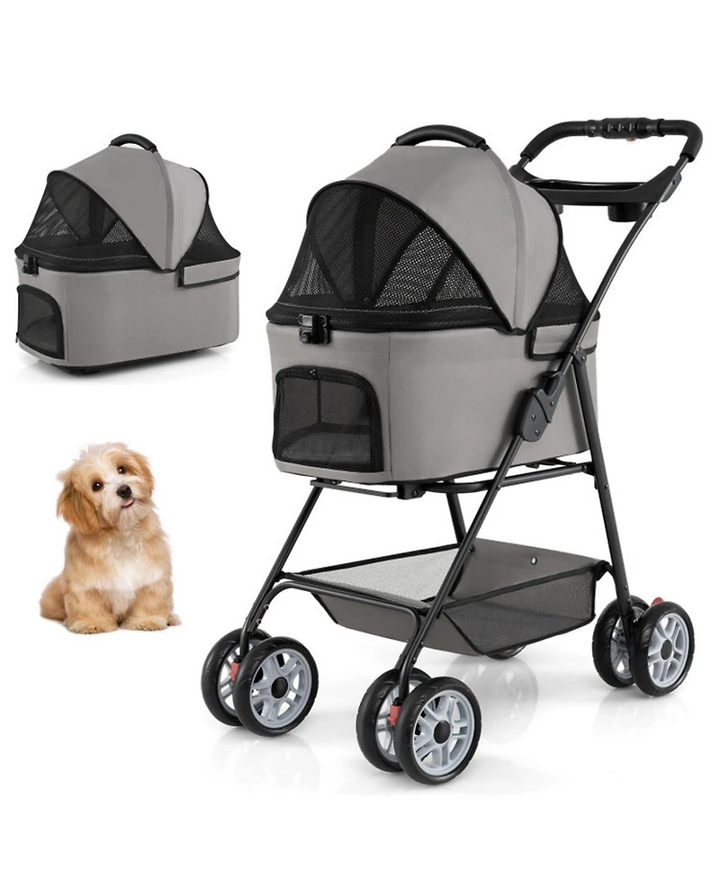 Hongge 35 in 3-in-1 Pet Stroller with Removable Travel Carrier