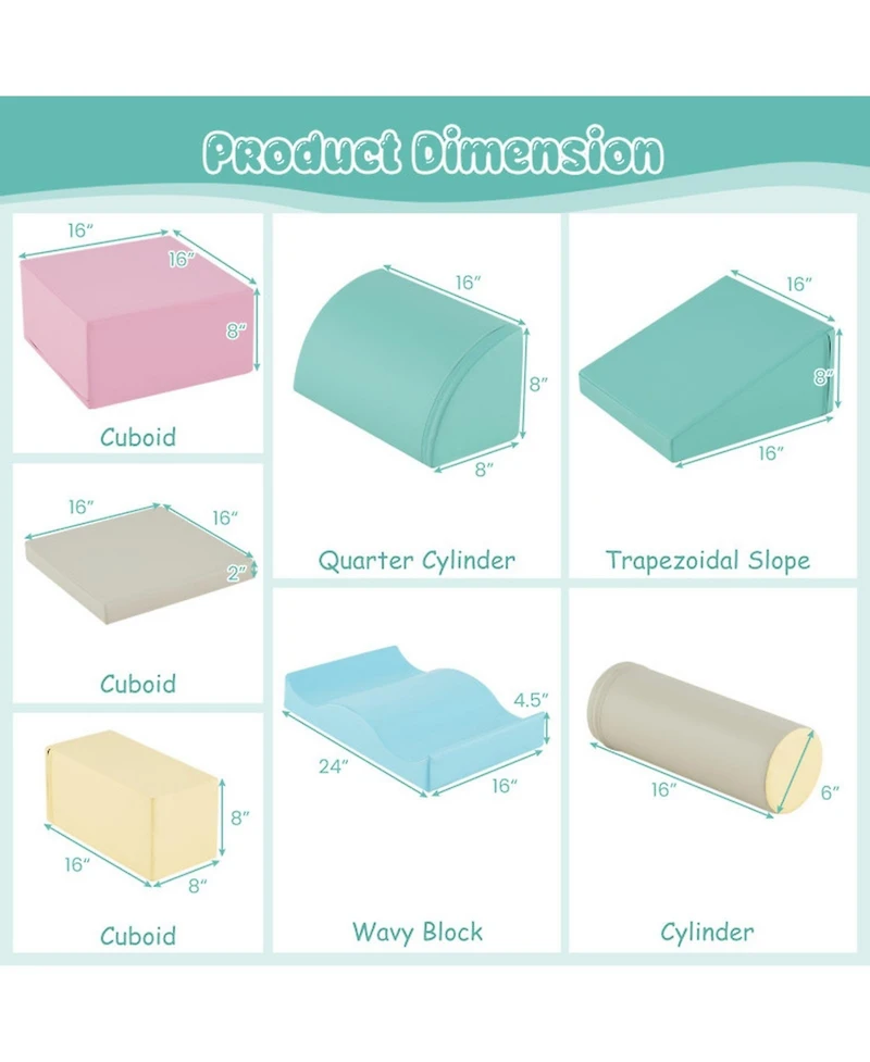 Hongge Infant Soft Foam 7-Piece Climbing Block Set