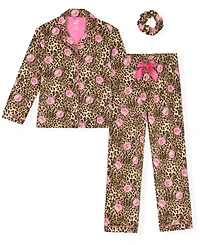 Max & Olivia Girls' 7-16 Milky Print Pajama and Matching Scrunchie, 3-Piece Set