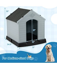 Sugift Waterproof Plastic Dog House with Elevated Floor for Small Dogs