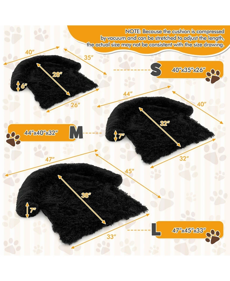 Sugift Plush Calming Dog Couch Bed with Anti-Slip Bottom