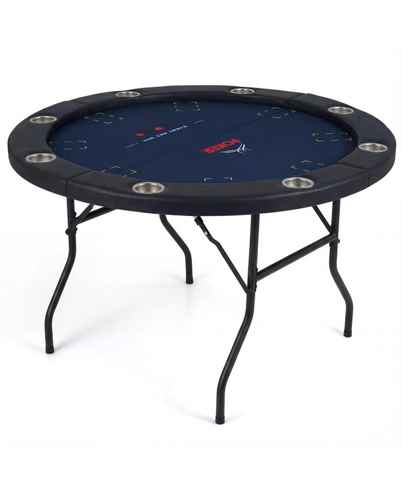 Sugift 48 Inch Foldable Poker Table with 8 Cup Holders and Padded Edges