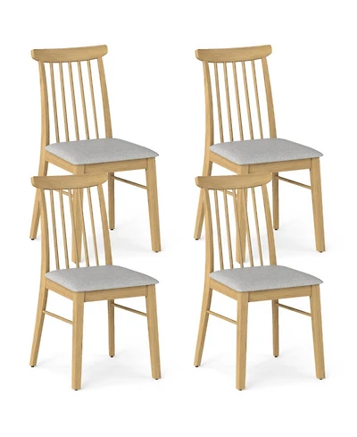 Sugift Set of 4 Fabric Upholstered Armless Dining Chairs with Rubber Wood Frame