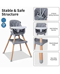 Sugift 9-in-1 Convertible High Chair for Babies and Toddlers with Seat Cushion