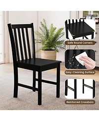 Sugift Set of 2 Rustic Wooden Dining Chairs with Slat Tilt Backrest