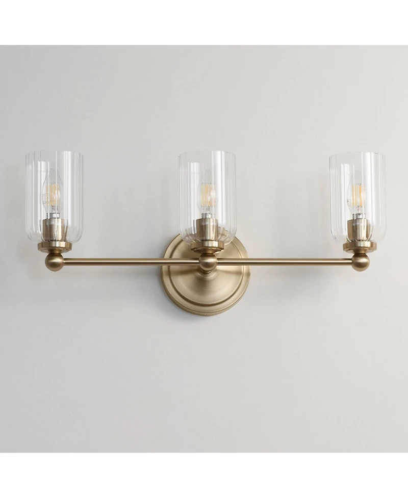 Possini Euro Design Possini Euro Oliver 21 3/4"W Satin Brass and Glass 3-Light Bath Light