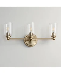 Possini Euro Design Possini Euro Oliver 21 3/4"W Satin Brass and Glass 3-Light Bath Light