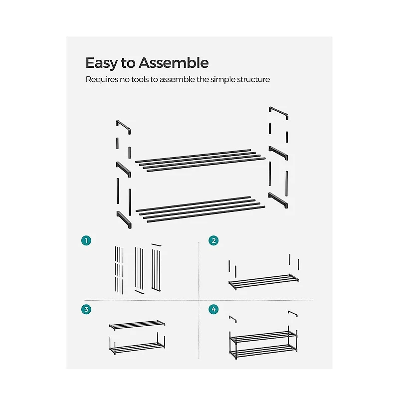 Slickblue 3-shelf Shoe Rack, Iron Shoe Storage Organizer, Customizable Design,versatile Rack