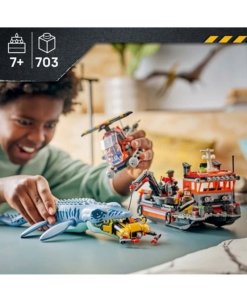 Lego Jurassic World Mosasaurus Dinosaur Boat Attack 77983 703-Piece Building Set, Ages 7+