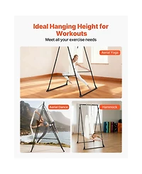 Sugift Aerial Yoga Swing Stand 440.9 lbs Load Triangular Frame with 6.6-yard Hammock Adjustable