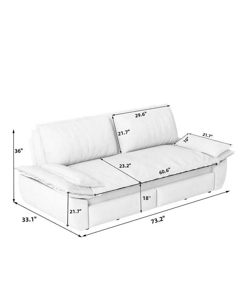 Clihome 73.2" 3-in-1 Convertible Sleeper Sofa Bed Corduroy Pull-Out Couch