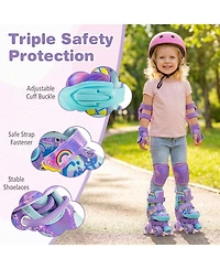 Sugift 4 Sizes Adjustable Kids Roller Skates with Light-up Wheels and Safety Protection