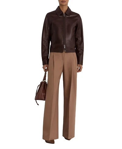 Reiss Petite Sorina Leather Moto Zip-Through Jacket