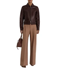 Reiss Petite Sorina Leather Moto Zip-Through Jacket