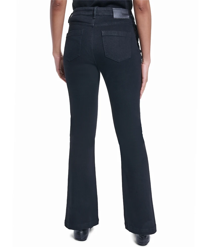 Karl Lagerfeld Paris Women's Sailor Denim Flare High-Waisted Jeans