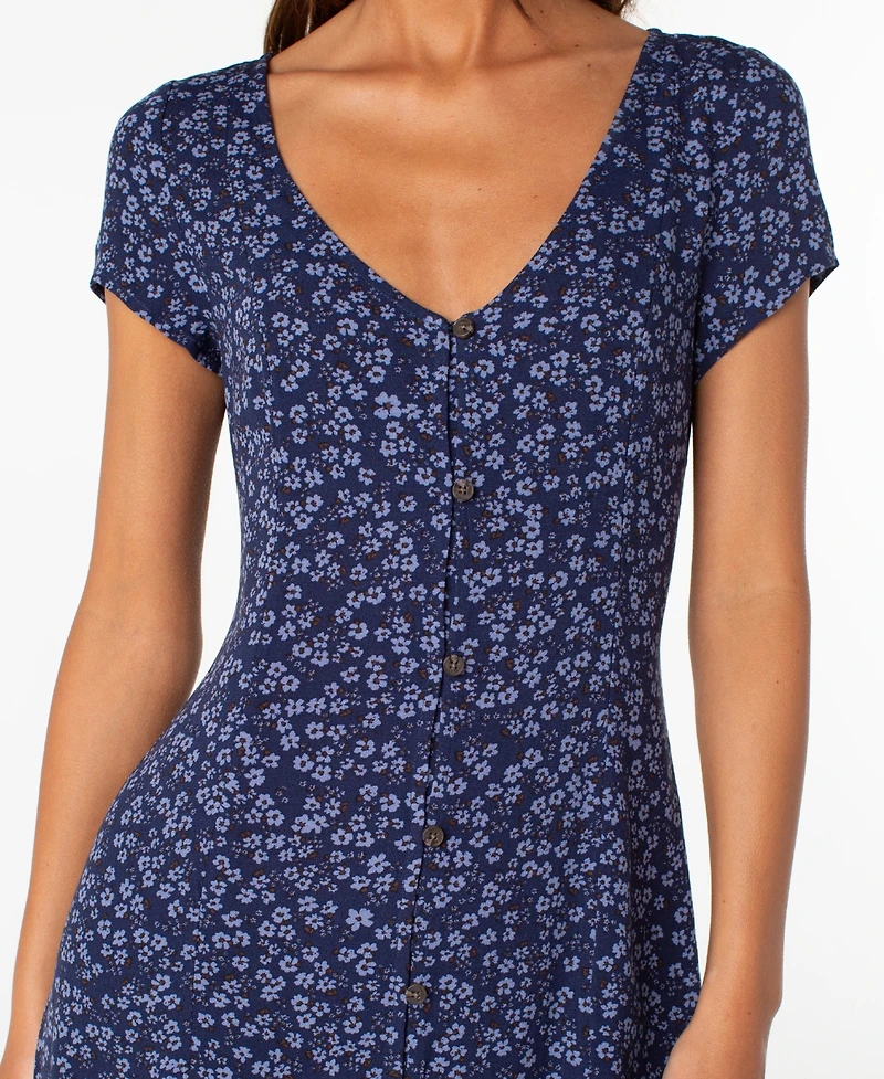 Roxy Women's Cool Breeze Mini Fit & Flare Floral Scoop Neck Dress