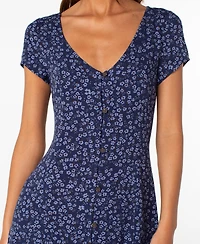 Roxy Women's Cool Breeze Mini Fit & Flare Floral Scoop Neck Dress