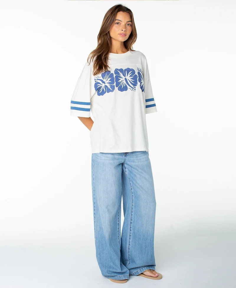 Roxy Women's Game Day Tee Oversized Graphic Floral T-Shirt